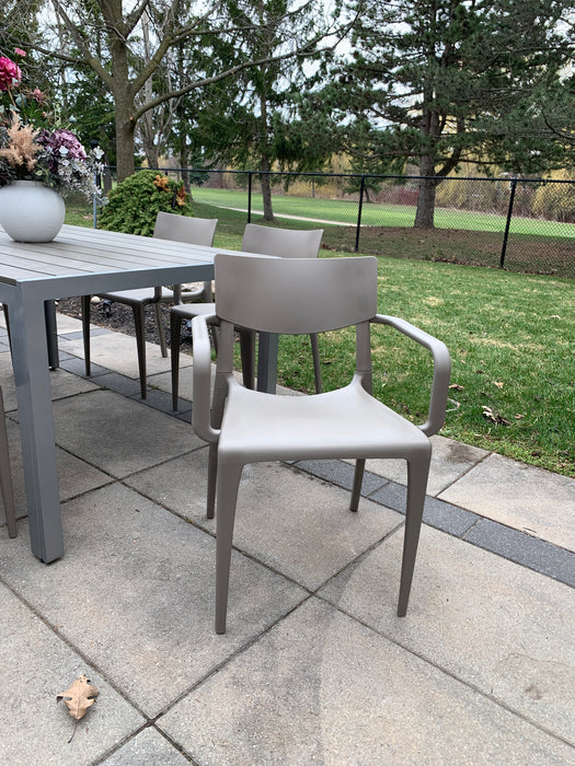 Rectangular Patio Dining Table with 6 Town Armchair (Taupe)