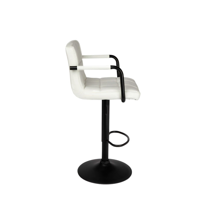 Grace Leatherette Adjustable Height Bar Stool with Black Structure - SET OF 2 - White