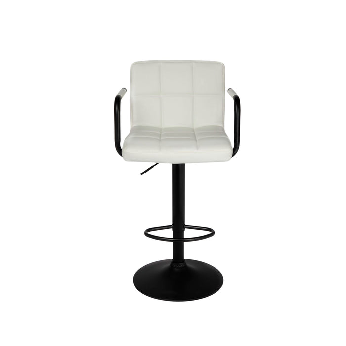Grace Leatherette Adjustable Height Bar Stool with Black Structure - SET OF 2 - White