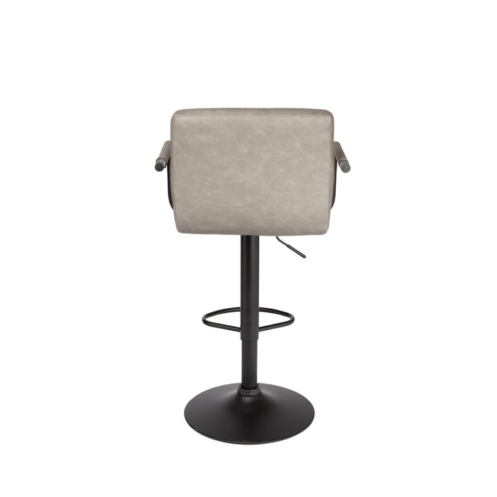 Grace Leatherette Adjustable Height Bar Stool with Black Structure - SET OF 2 - Modern Grey