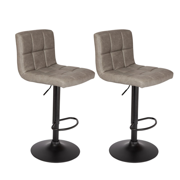 Clementine Adjustable Height Bar Stool with Black Structure - SET OF 2 - Modern Grey