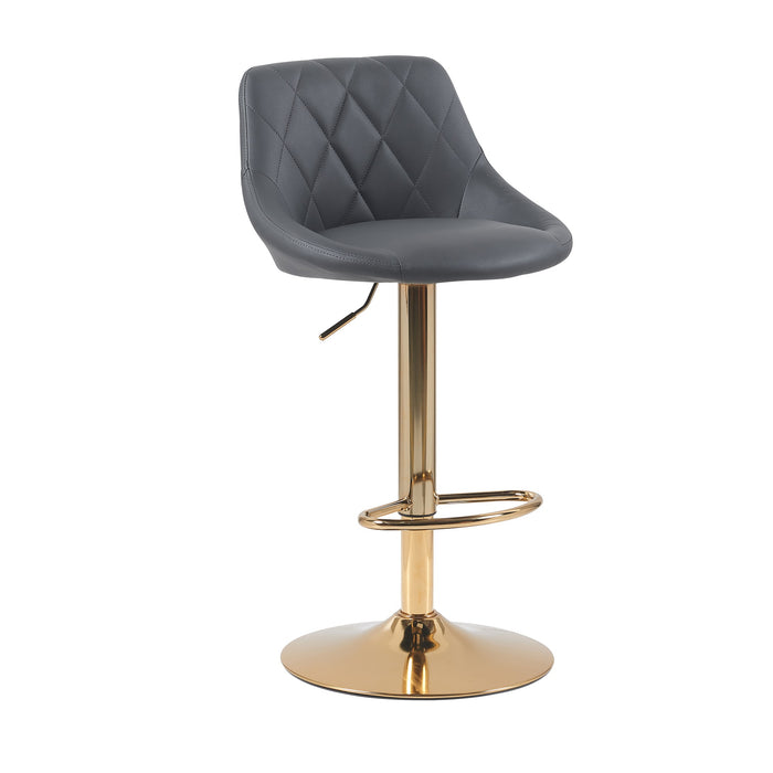 Janice Leatherette Bar Stool - SET OF 2 - Grey with Gold Base