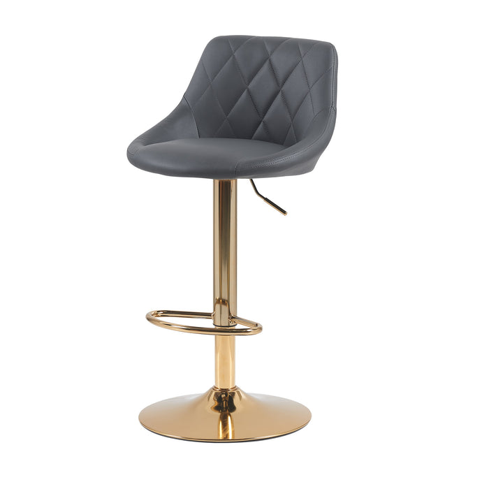 Janice Leatherette Bar Stool - SET OF 2 - Grey with Gold Base