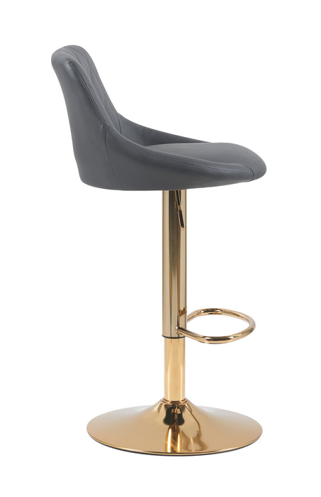 Janice Leatherette Bar Stool - SET OF 2 - Grey with Gold Base