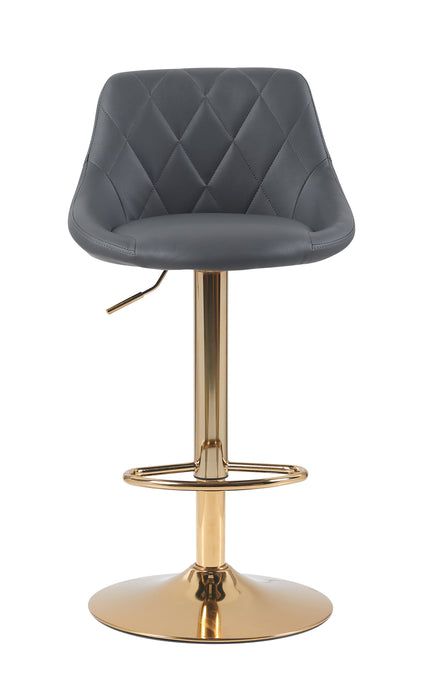 Janice Leatherette Bar Stool - SET OF 2 - Grey with Gold Base