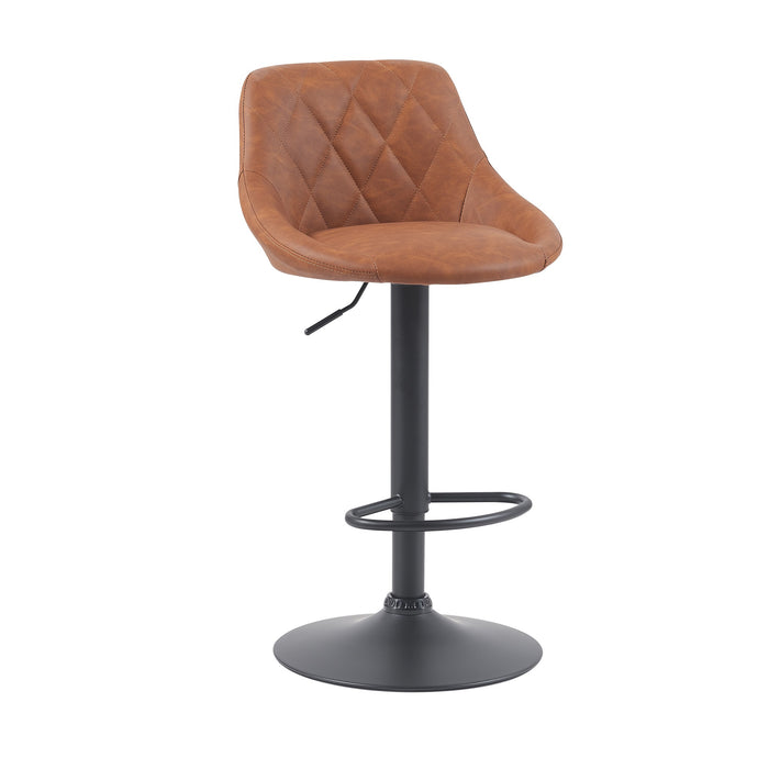 Janice Leatherette Bar Stool - SET OF 2 - Tan with Black Base