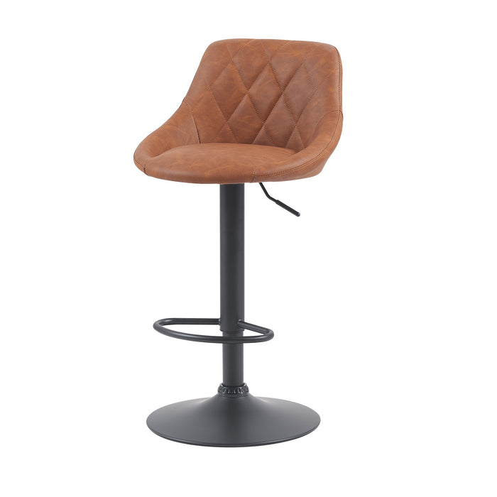 Janice Leatherette Bar Stool - SET OF 2 - Tan with Black Base