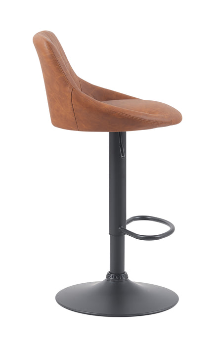 Janice Leatherette Bar Stool - SET OF 2 - Tan with Black Base