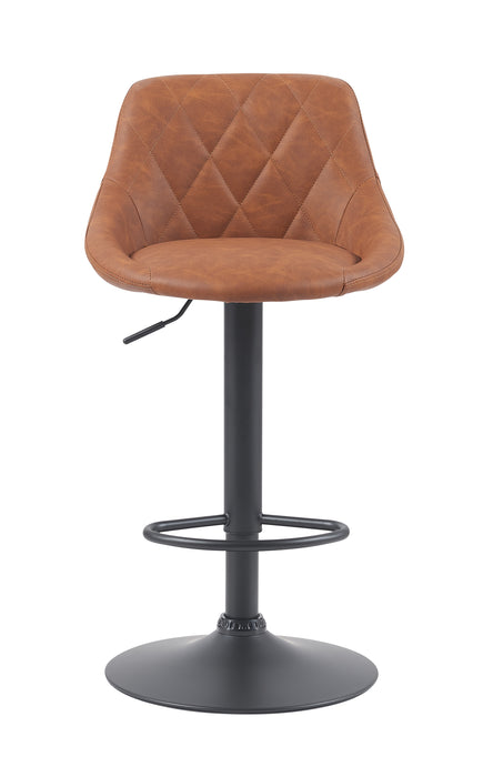 Janice Leatherette Bar Stool - SET OF 2 - Tan with Black Base