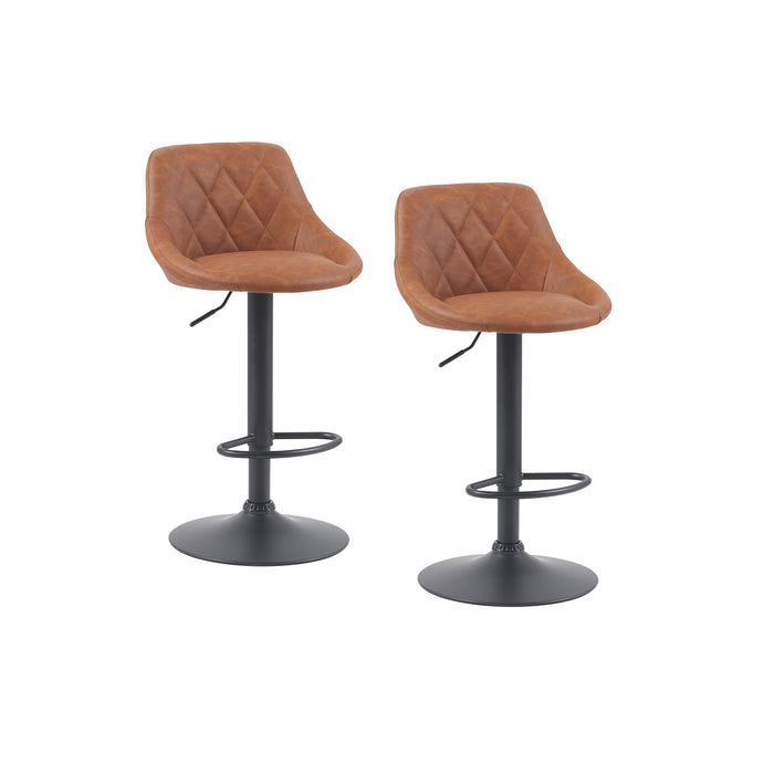 Janice Leatherette Bar Stool - SET OF 2 - Tan with Black Base