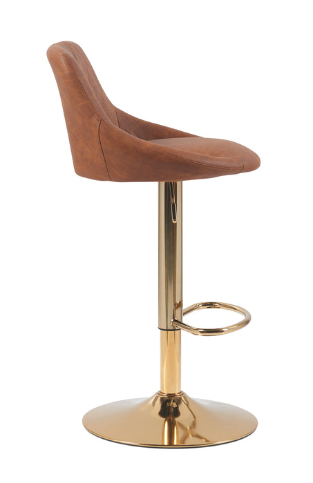 Janice Leatherette Bar Stool - SET OF 2 - Tan with Gold Base