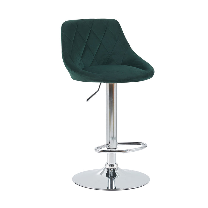 Janice Leatherette Bar Stool - SET OF 2 - Velvet Green with Chrome Base