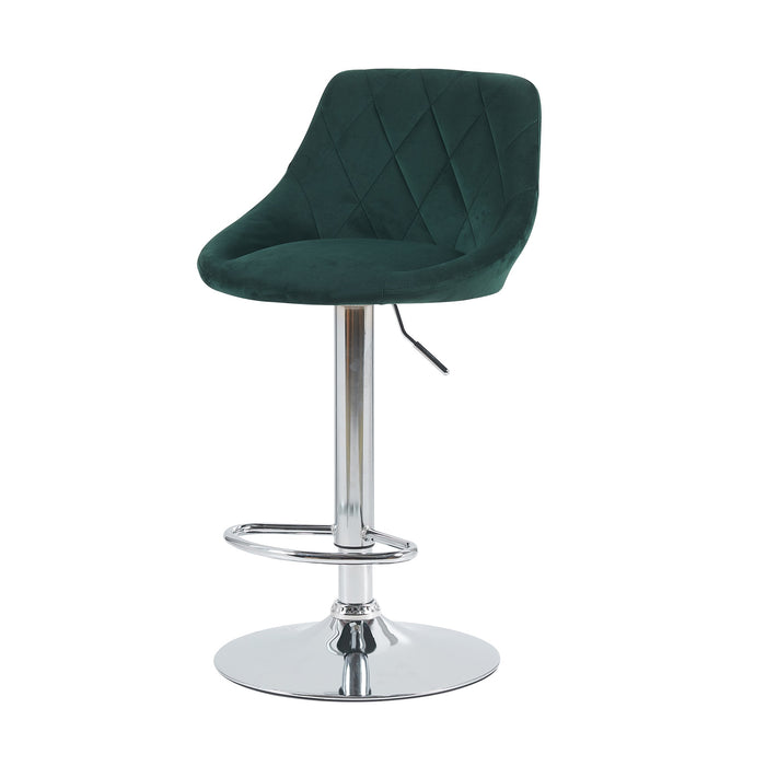 Janice Leatherette Bar Stool - SET OF 2 - Velvet Green with Chrome Base