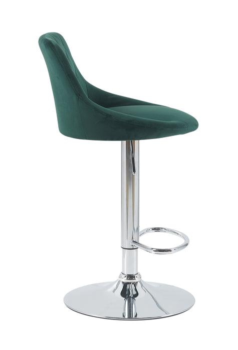 Janice Leatherette Bar Stool - SET OF 2 - Velvet Green with Chrome Base