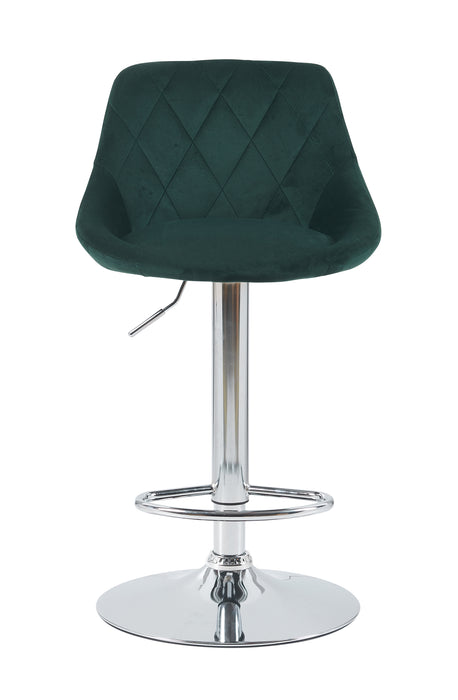 Janice Leatherette Bar Stool - SET OF 2 - Velvet Green with Chrome Base