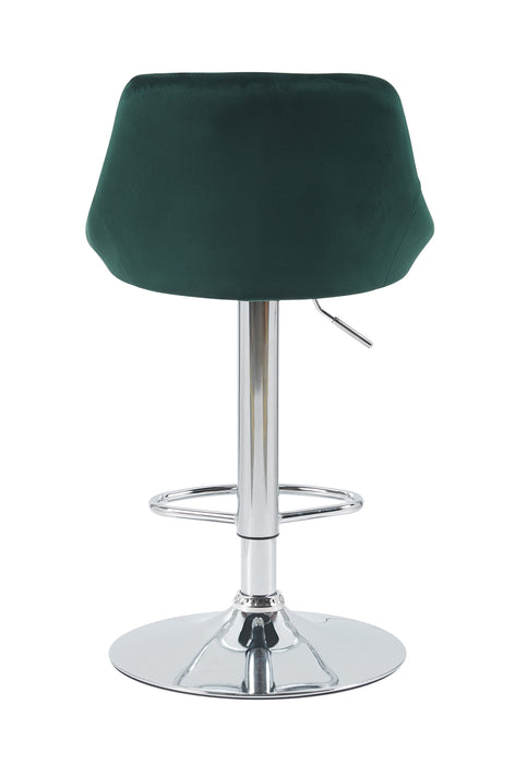 Janice Leatherette Bar Stool - SET OF 2 - Velvet Green with Chrome Base