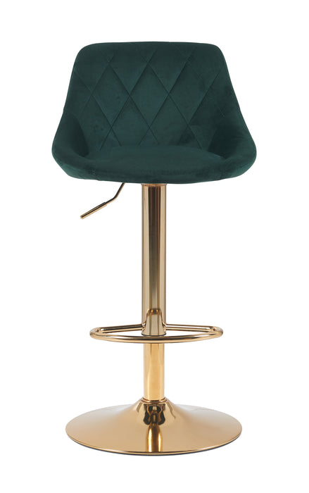 Janice Leatherette Bar Stool - SET OF 2 - Velvet Green with Gold Base