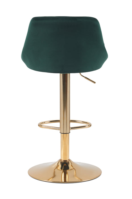 Janice Leatherette Bar Stool - SET OF 2 - Velvet Green with Gold Base