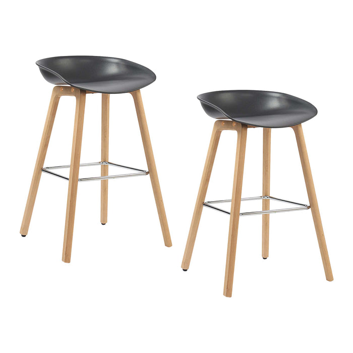 Connor 26" Polypropylene Counter Stool - Black with Natural Wood Legs - SET OF 2