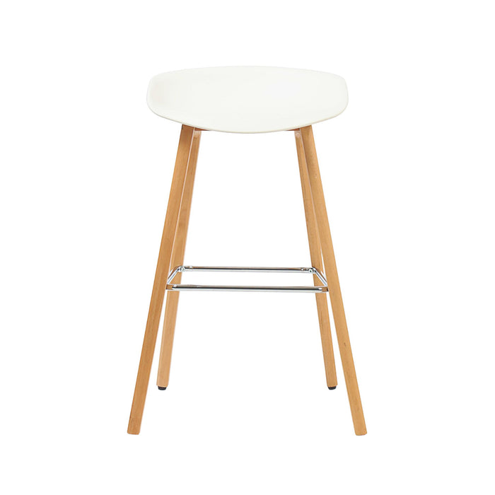 Connor 26" Polypropylene Counter Stool - White with Natural Wood Legs - SET OF 2