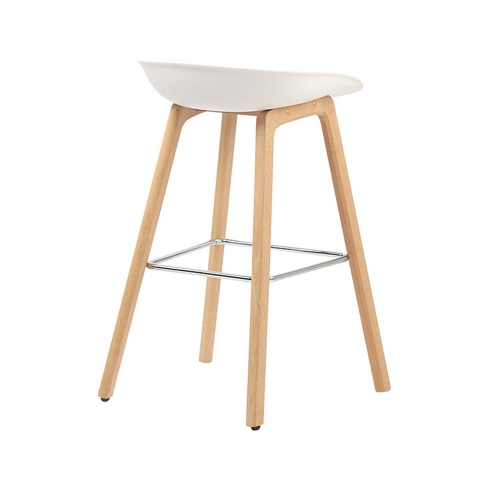 Connor 26" Polypropylene Counter Stool - White with Natural Wood Legs - SET OF 2