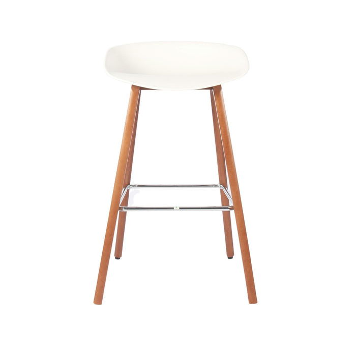 Connor 26" Polypropylene Counter Stool - White with Walnut Legs - SET OF 2