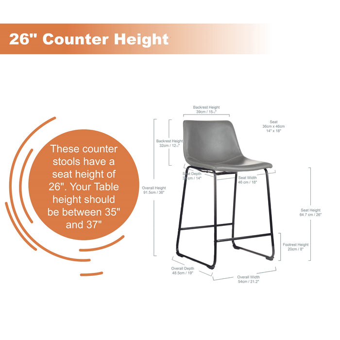 Cleo 26" Counter Stool - SET OF 2 - Grey