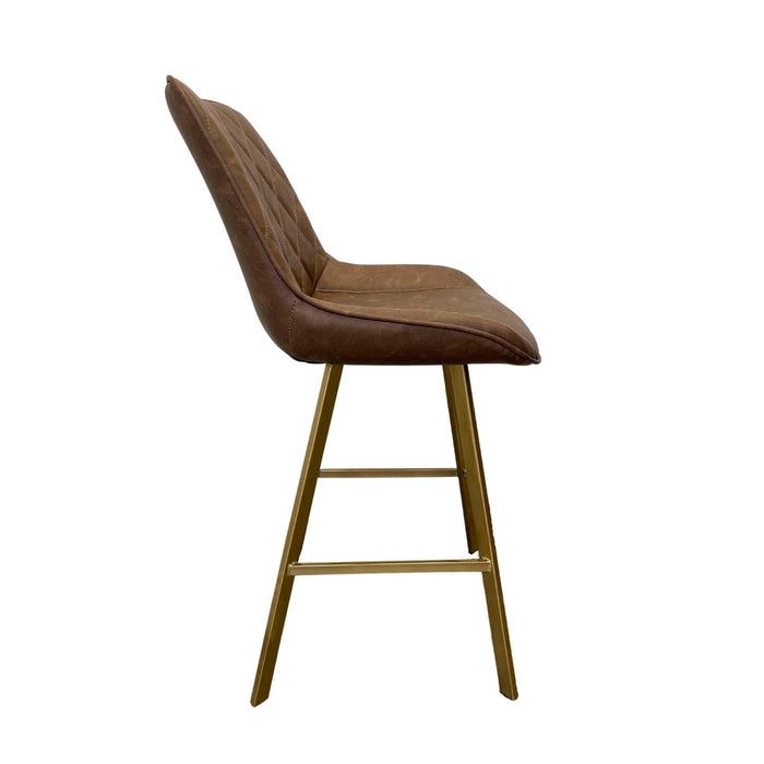 Stanley 26" Counter Stool - Light Brown with Golden Legs - SET OF 2