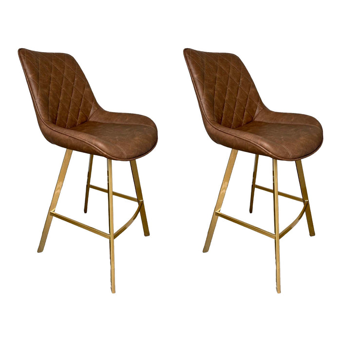 Stanley 26" Counter Stool - Light Brown with Golden Legs - SET OF 2