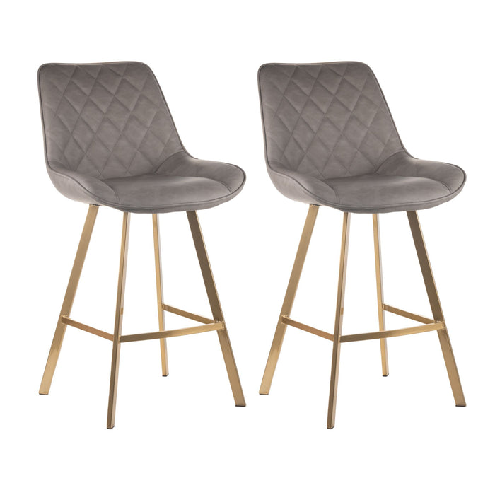 Stanley 26" Counter Stool - Light Grey with Golden Legs - SET OF 2