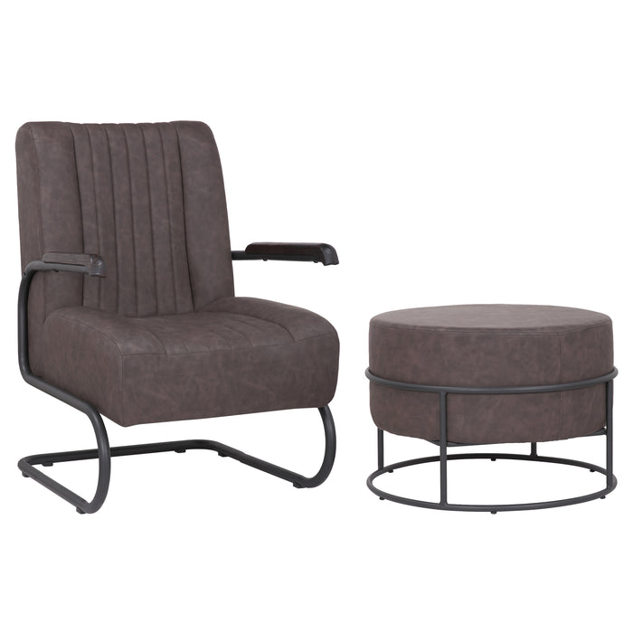 Lucas Accent Chair with ottoman SET - Dark Brown