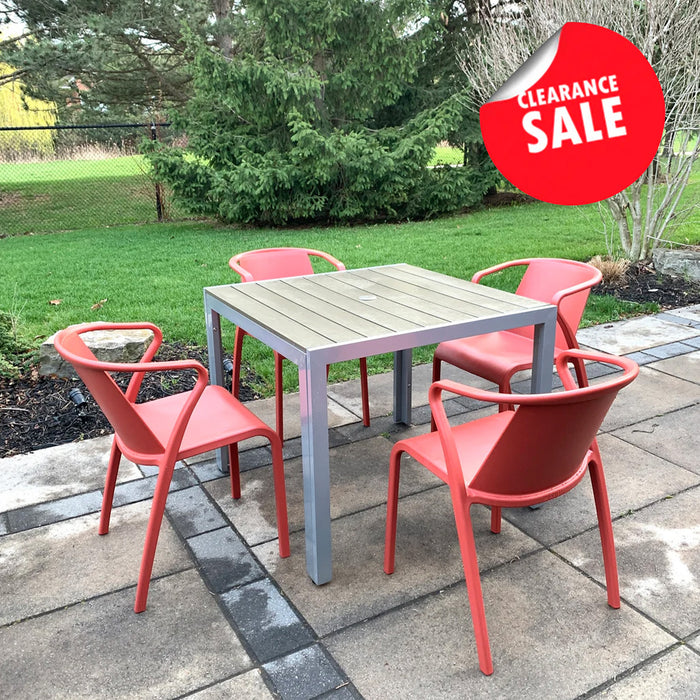 Square Patio Dining Set with 4 Fado Dining Chair (Brick)