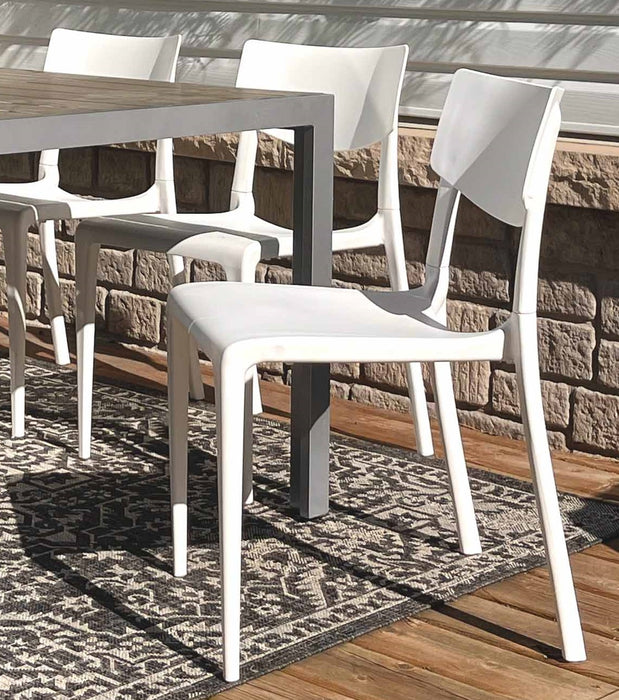 Square Patio Dining Table  with Town Dining Chair (White)