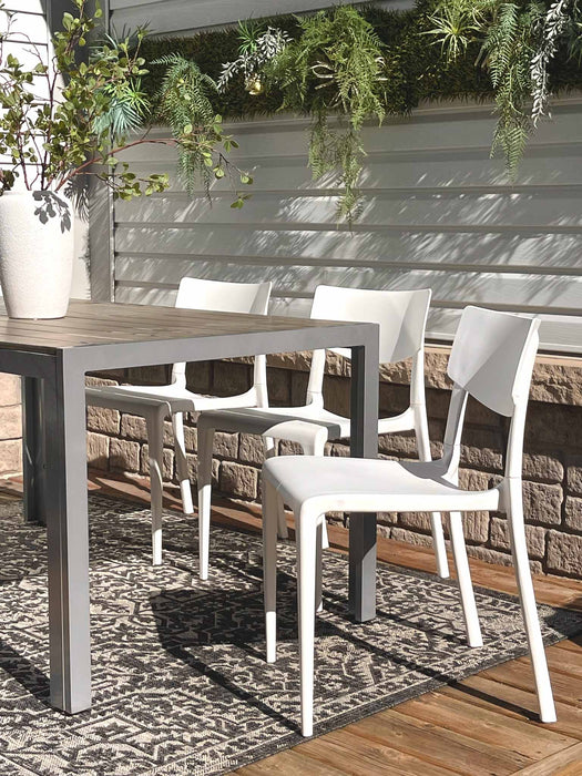 Square Patio Dining Table  with Town Dining Chair (White)