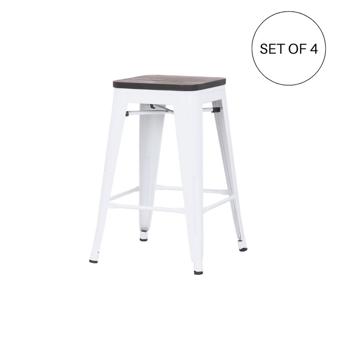 Falcon 24" Metal Counter Stool Glossy White - SET OF 4
