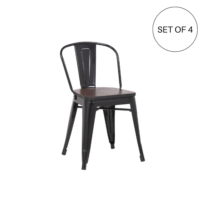 Burton Metal Dining Chair Glossy Black - SET OF 4