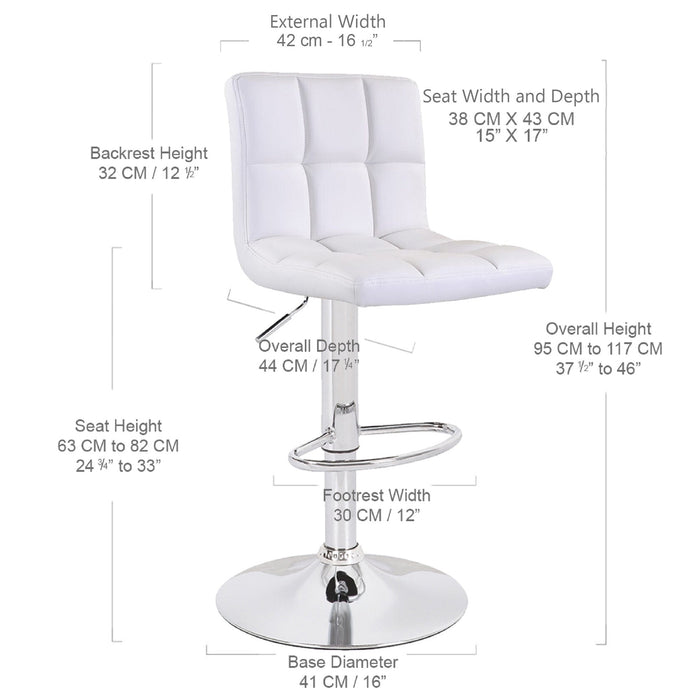 Clementine Adjustable Height Bar Stool - SET OF 2 - White