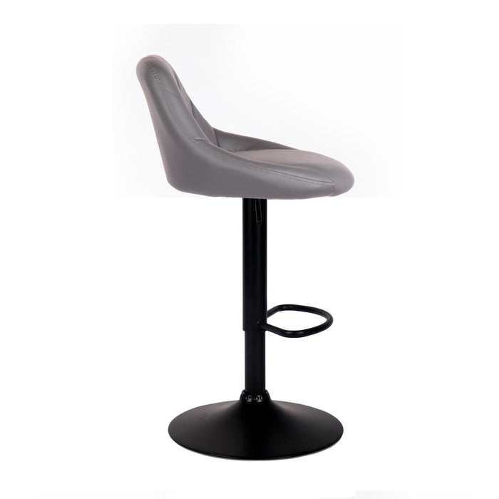 Janice Leatherette Bar Stool with black base - SET OF 2 - Grey