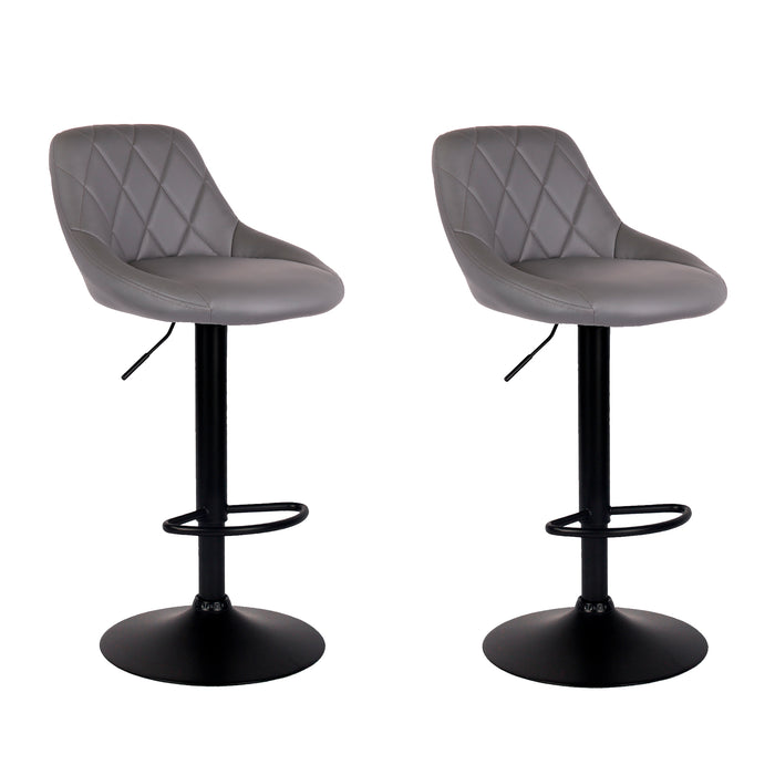 Janice Leatherette Bar Stool with black base - SET OF 2 - Grey