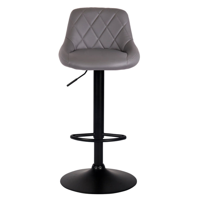 Janice Leatherette Bar Stool with black base - SET OF 2 - Grey