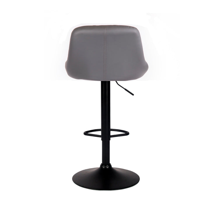 Janice Leatherette Bar Stool with black base - SET OF 2 - Grey