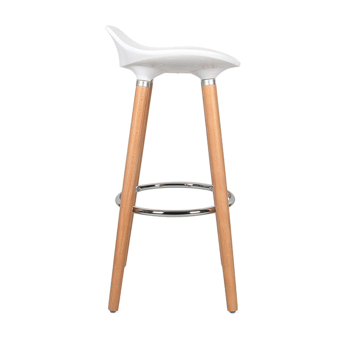 Vienna 26" ABS Counter Stool - White with Natural Wood Legs - SET OF 2