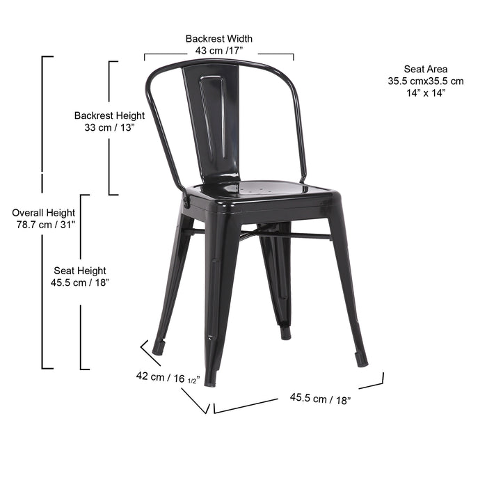 Caleb Metal Dining Chair Glossy Black - SET OF 4
