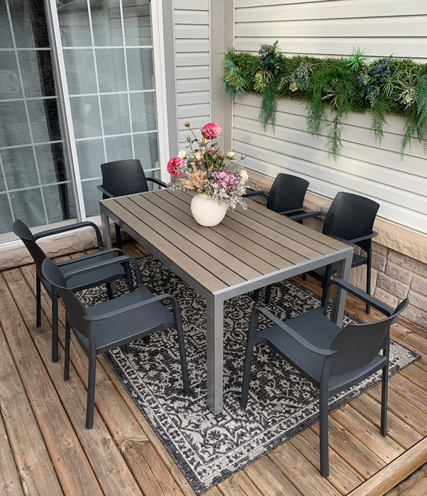 Rectangular Patio Dining Table + 6 Dock Dining Chair (Anthracite)