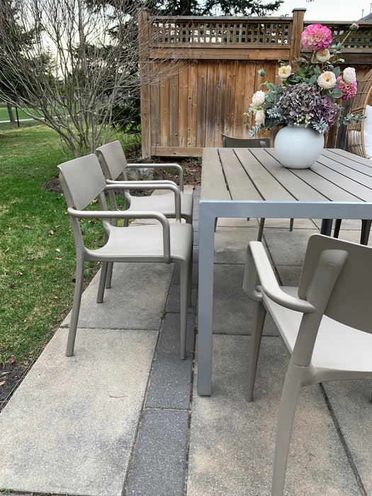 Rectangular Patio Dining Table with 6 Town Armchair (Taupe)