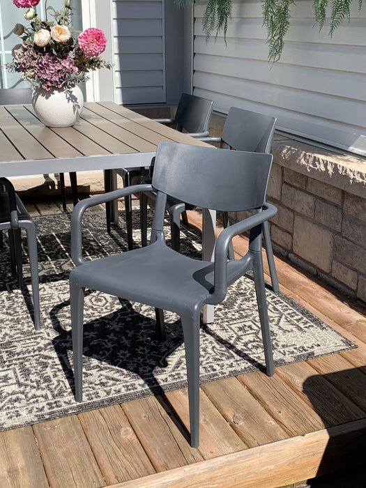 Rectangular Patio Dining Table with 6 Town Armchair (Anthracite)