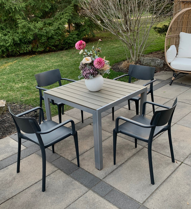Square Patio Dining Table with 4 Town Armchair (Anthracite)